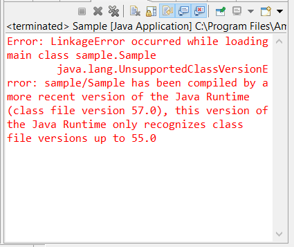 Java LinkageError UnsupportedClassVersionError